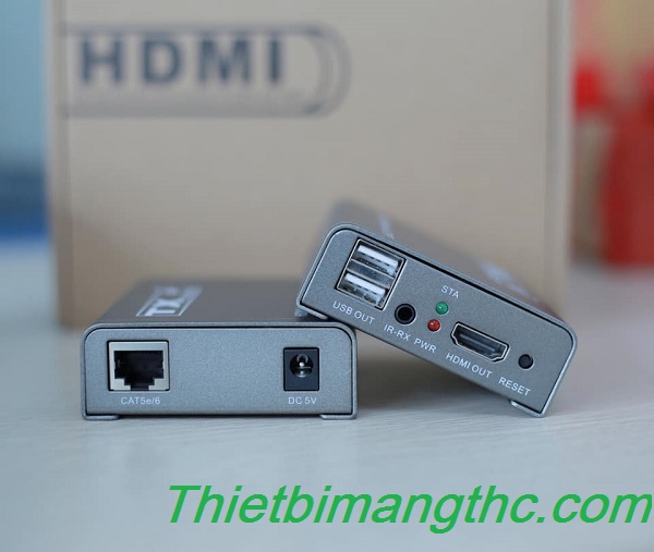 Bộ kéo dài HDMI sang Lan 200M cổng USB cao cấp